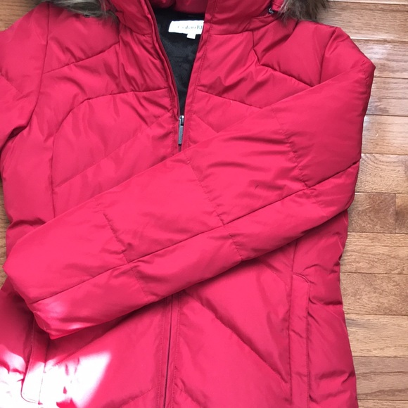 Red Calvin Klein Down Coat - Picture 8 of 16